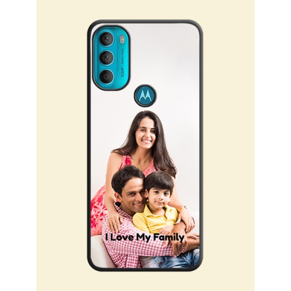 Full Single Pic Upload With Text On Space Black Personalized Soft Matte Phone Covers -Motorola Moto G71 5G Full Single Pic Upload With Text On Space Black Personalized Soft Matte Phone Covers -Motorola Moto G71 5G