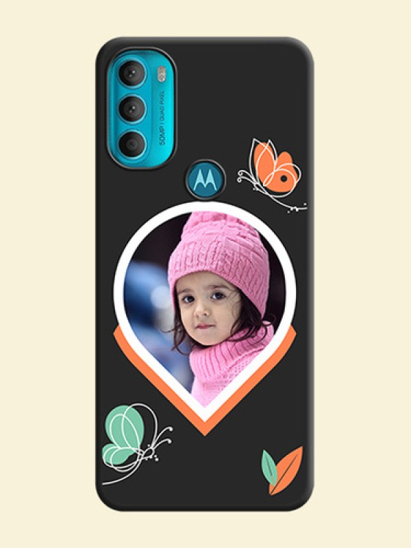 Upload Pic With Simple Butterly Design On Space Black Personalized Soft Matte Phone Covers -Motorola Moto G71 5G