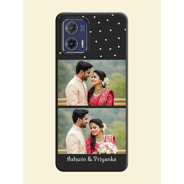 Miniature Love Symbols with Name on Space Black Custom Soft Matte Back Cover - Moto G73 5G Miniature Love Symbols with Name on Space Black Custom Soft Matte Back Cover - Moto G73 5G