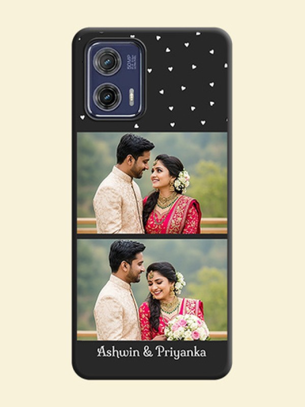 Miniature Love Symbols with Name on Space Black Custom Soft Matte Back Cover - Moto G73 5G