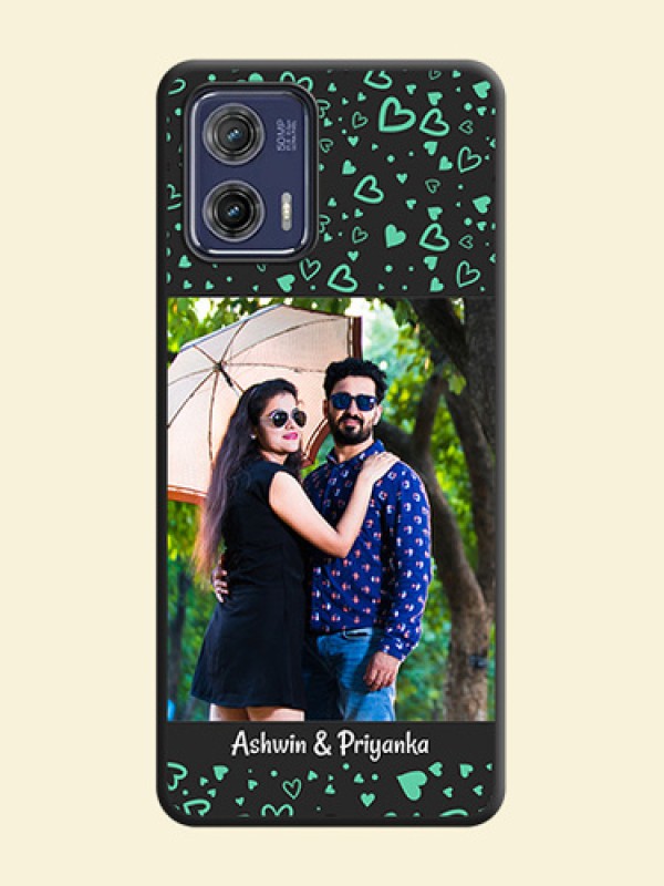 Sea Green Indefinite Love Pattern on Photo on Space Black Soft Matte Mobile Cover - Moto G73 5G