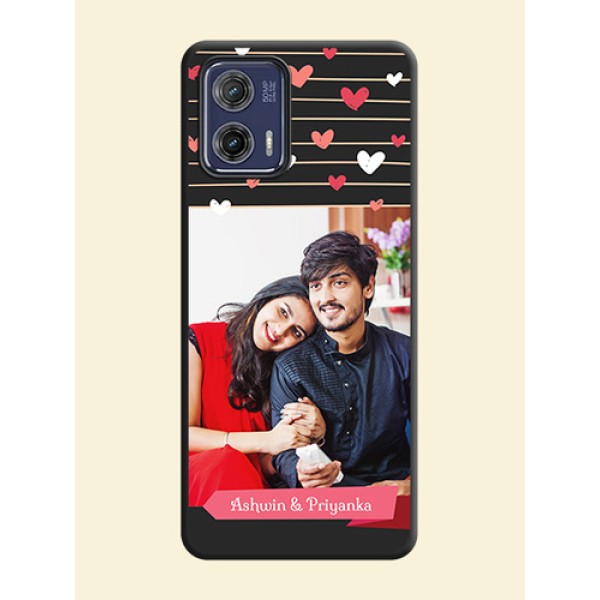 Love Pattern with Name on Pink Ribbon  on Photo on Space Black Soft Matte Back Cover - Moto G73 5G