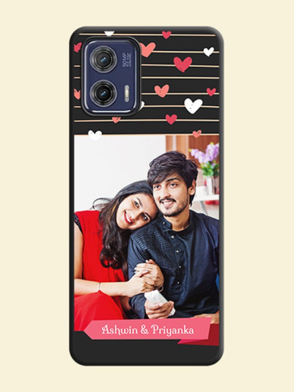 Love Pattern with Name on Pink Ribbon  on Photo on Space Black Soft Matte Back Cover - Moto G73 5G