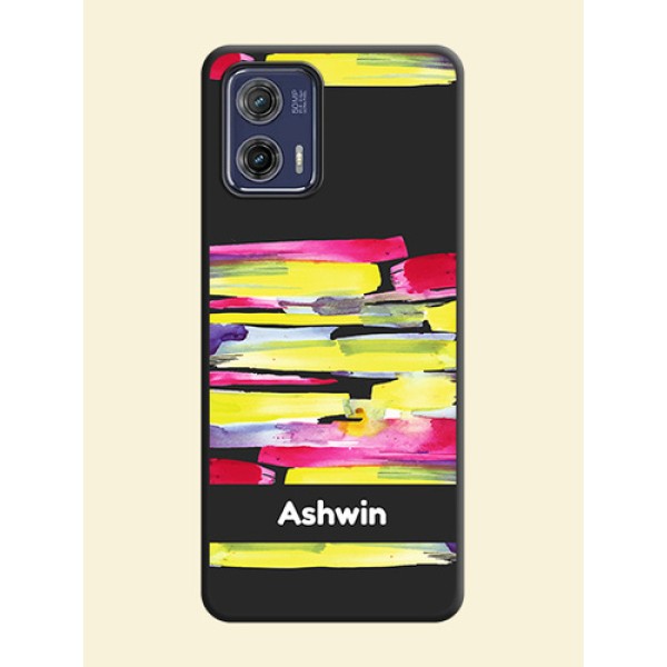 Brush Coloured on Space Black Personalized Soft Matte Phone Covers - Moto G73 5G Brush Coloured on Space Black Personalized Soft Matte Phone Covers - Moto G73 5G
