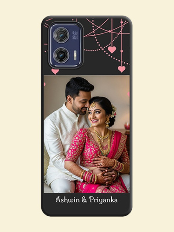 Pink Love Hangings with Text on Space Black Custom Soft Matte Back Cover - Moto G73 5G