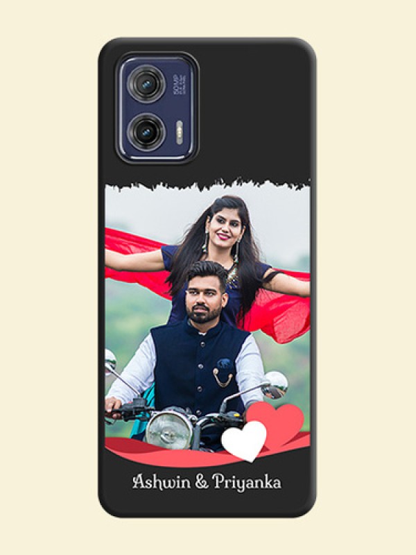 Pin Color Love Shaped Ribbon Design with Text on Space Black Custom Soft Matte Phone Back Cover - Moto G73 5G