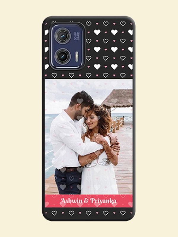 White Color Love Symbols with Text Design on Photo on Space Black Soft Matte Phone Cover - Moto G73 5G