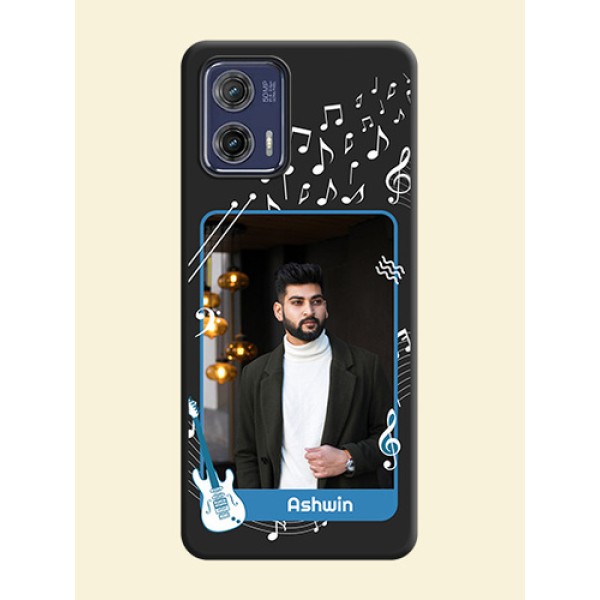 Musical Theme Design with Text on Photo on Space Black Soft Matte Mobile Case - Moto G73 5G Musical Theme Design with Text on Photo on Space Black Soft Matte Mobile Case - Moto G73 5G