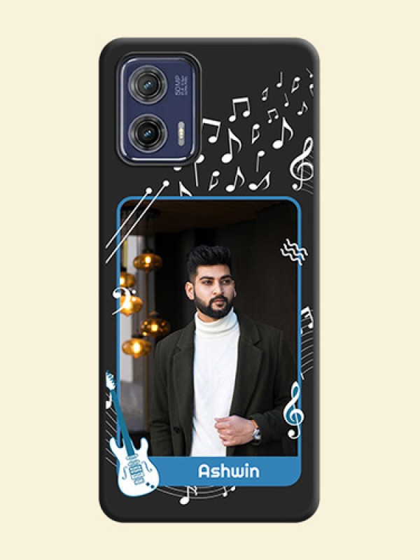 Musical Theme Design with Text on Photo on Space Black Soft Matte Mobile Case - Moto G73 5G