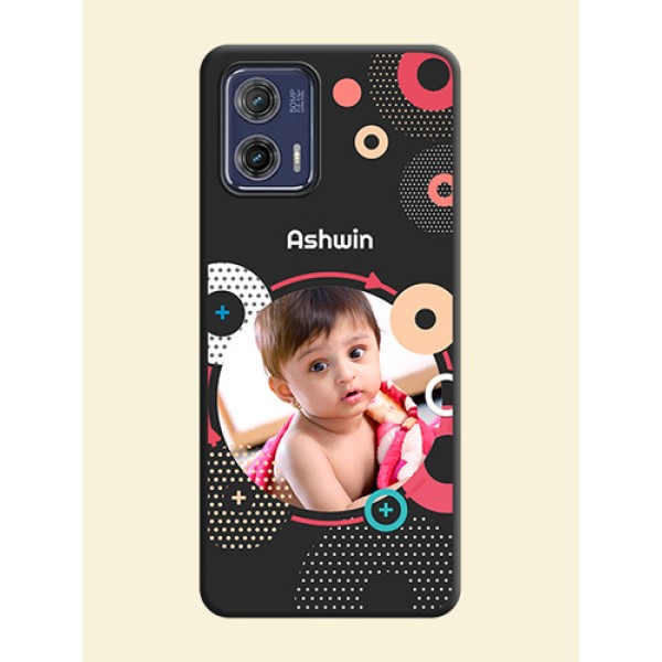 Multicoloured Round Image on Personalised Space Black Soft Matte Cases - Moto G73 5G Multicoloured Round Image on Personalised Space Black Soft Matte Cases - Moto G73 5G