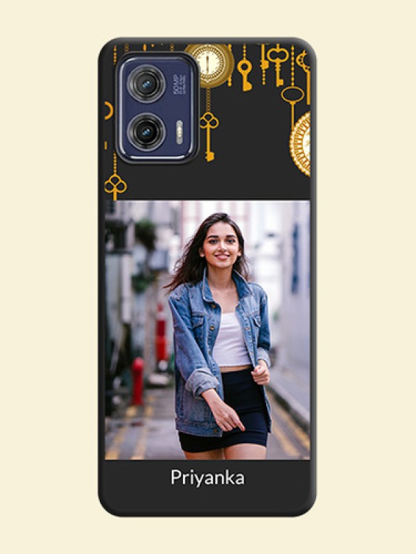 Decorative Design with Text on Space Black Custom Soft Matte Back Cover - Moto G73 5G