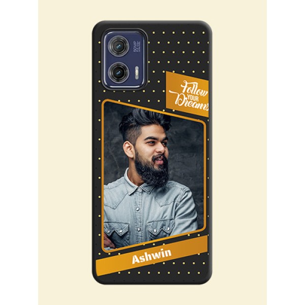 Follow Your Dreams with White Dots on Space Black Custom Soft Matte Phone Cases - Moto G73 5G Follow Your Dreams with White Dots on Space Black Custom Soft Matte Phone Cases - Moto G73 5G