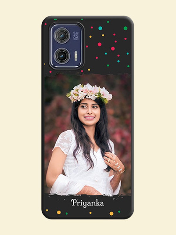 Multicolor Dotted Pattern with Text on Space Black Custom Soft Matte Phone Back Cover - Moto G73 5G
