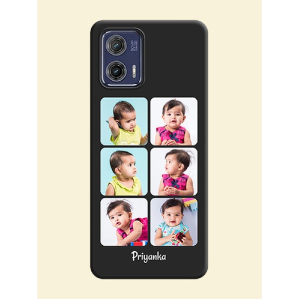Floral Art with 6 Image Holder on Photo on Space Black Soft Matte Mobile Case - Moto G73 5G Floral Art with 6 Image Holder on Photo on Space Black Soft Matte Mobile Case - Moto G73 5G