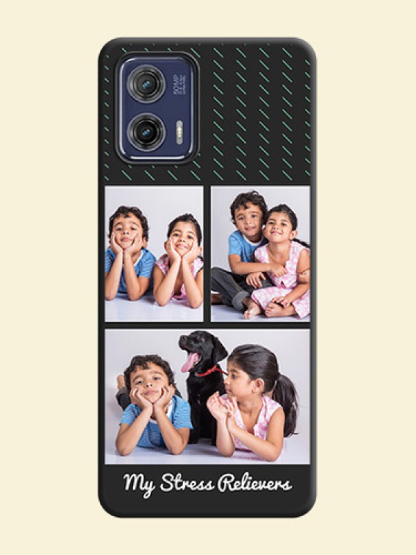 Cross Dotted Pattern with 2 Image Holder  on Personalised Space Black Soft Matte Cases - Moto G73 5G