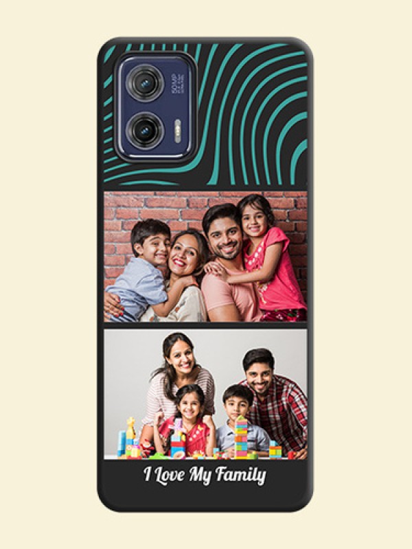 Wave Pattern with 2 Image Holder on Space Black Personalized Soft Matte Phone Covers - Moto G73 5G
