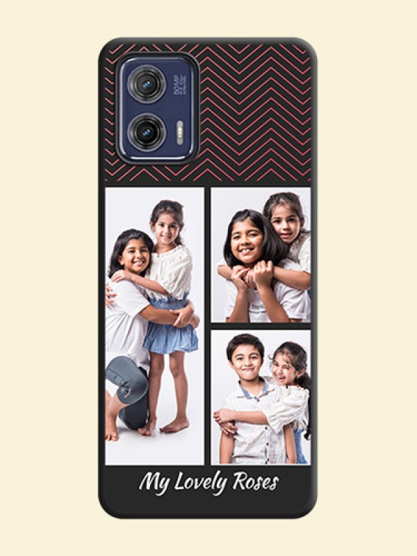 Wave Pattern with 3 Image Holder on Space Black Custom Soft Matte Back Cover - Moto G73 5G
