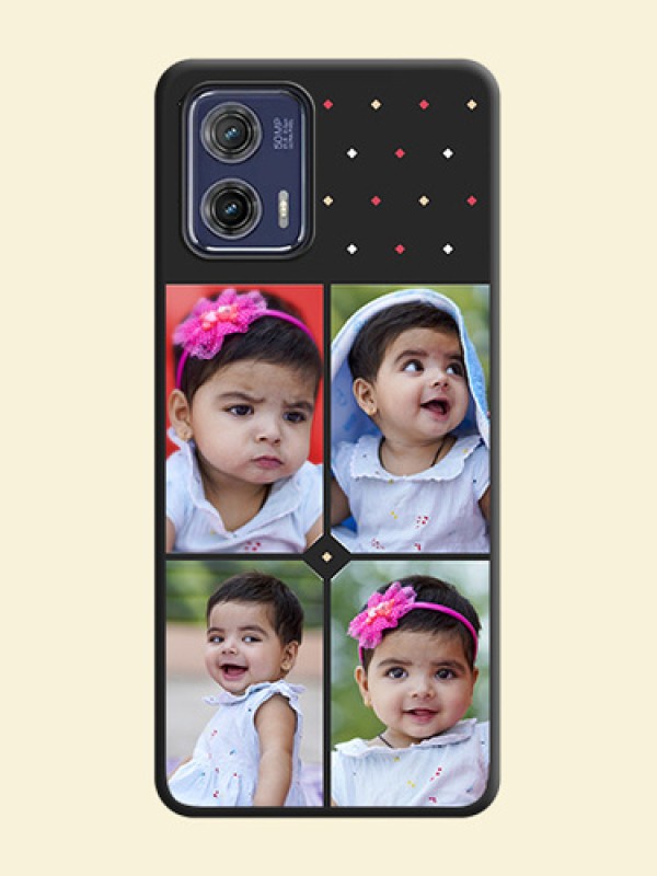 Multicolor Dotted Pattern with 4 Image Holder on Space Black Custom Soft Matte Phone Cases - Moto G73 5G