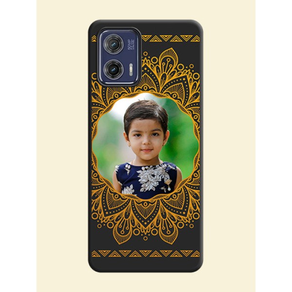 Round Image with Floral Design on Photo on Space Black Soft Matte Mobile Cover - Moto G73 5G Round Image with Floral Design on Photo on Space Black Soft Matte Mobile Cover - Moto G73 5G