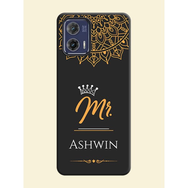 Mr Name with Floral Design on Personalised Space Black Soft Matte Cases - Moto G73 5G Mr Name with Floral Design on Personalised Space Black Soft Matte Cases - Moto G73 5G