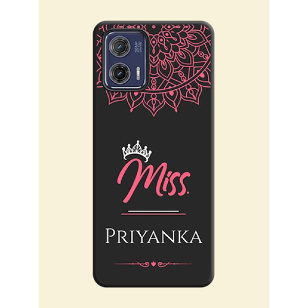 Mrs Name with Floral Design on Space Black Personalized Soft Matte Phone Covers - Moto G73 5G Mrs Name with Floral Design on Space Black Personalized Soft Matte Phone Covers - Moto G73 5G