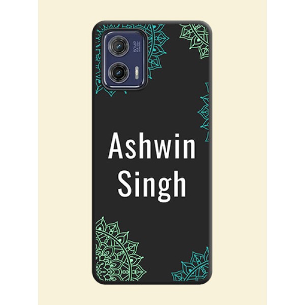 Your Name with Floral Design on Space Black Custom Soft Matte Back Cover - Moto G73 5G Your Name with Floral Design on Space Black Custom Soft Matte Back Cover - Moto G73 5G