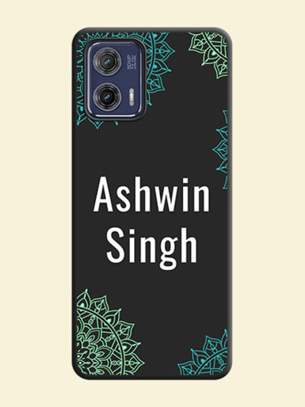 Your Name with Floral Design on Space Black Custom Soft Matte Back Cover - Moto G73 5G