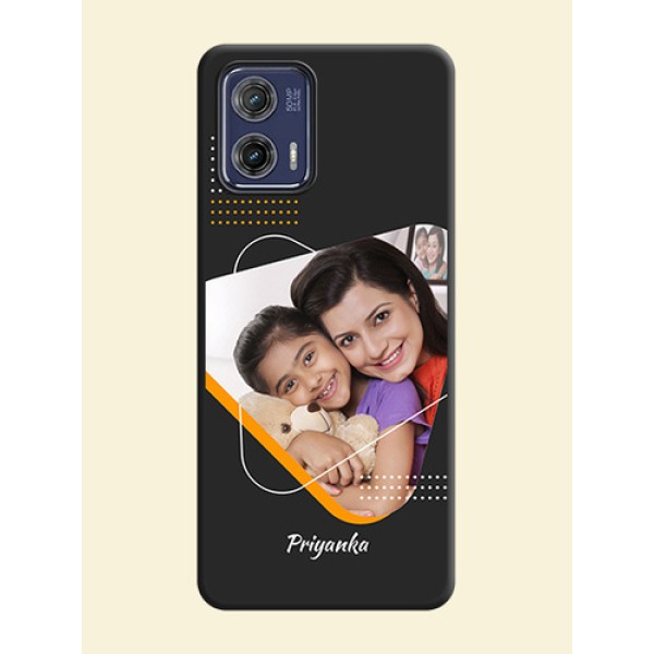 Yellow Triangle on Photo on Space Black Soft Matte Phone Cover - Moto G73 5G Yellow Triangle on Photo on Space Black Soft Matte Phone Cover - Moto G73 5G
