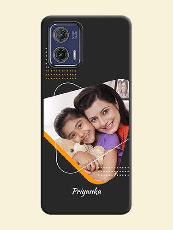 Yellow Triangle on Photo on Space Black Soft Matte Phone Cover - Moto G73 5G
