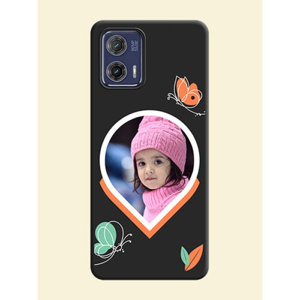 Upload Pic With Simple Butterly Design On Space Black Personalized Soft Matte Phone Covers -Motorola Moto G73 5G Upload Pic With Simple Butterly Design On Space Black Personalized Soft Matte Phone Covers -Motorola Moto G73 5G