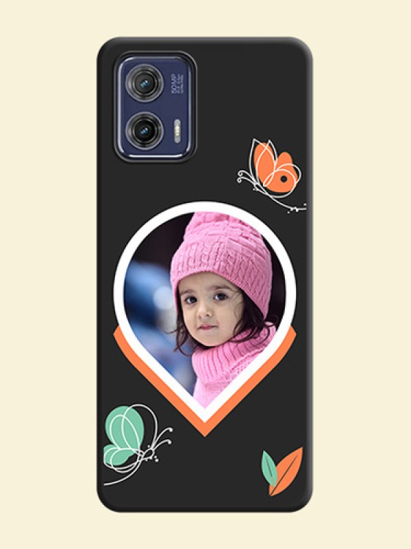 Upload Pic With Simple Butterly Design On Space Black Personalized Soft Matte Phone Covers -Motorola Moto G73 5G
