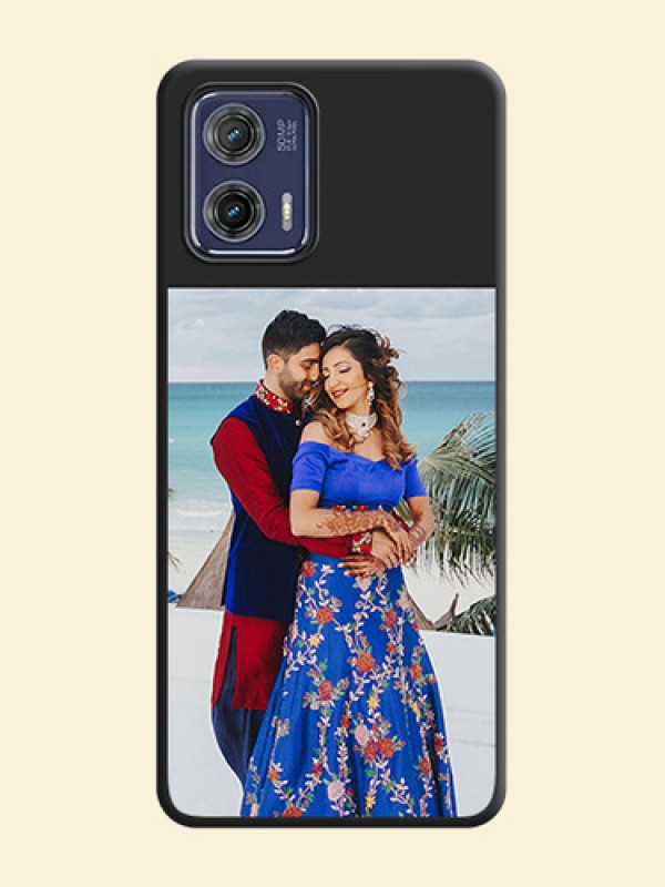 Image Upload With Space Black Color On Custom Soft Matte Mobile Back Cover - Motorola Moto G73 5G