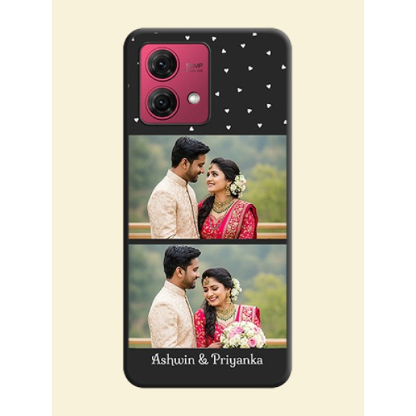 Miniature Love Symbols with Name on Space Black Custom Soft Matte Back Cover - Motorola Moto G84 5G Miniature Love Symbols with Name on Space Black Custom Soft Matte Back Cover - Motorola Moto G84 5G