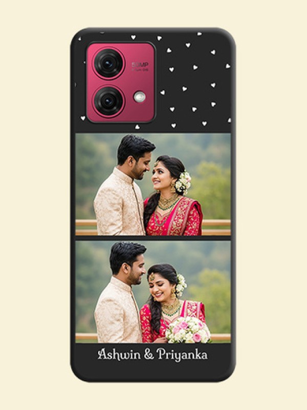 Miniature Love Symbols with Name on Space Black Custom Soft Matte Back Cover - Motorola Moto G84 5G