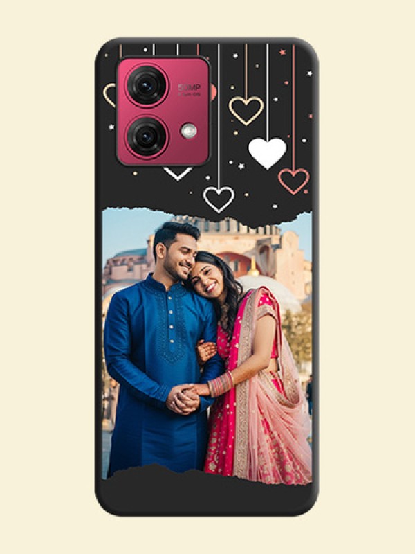 Love Hangings with Splash Wave Picture on Space Black Custom Soft Matte Phone Back Cover - Motorola Moto G84 5G