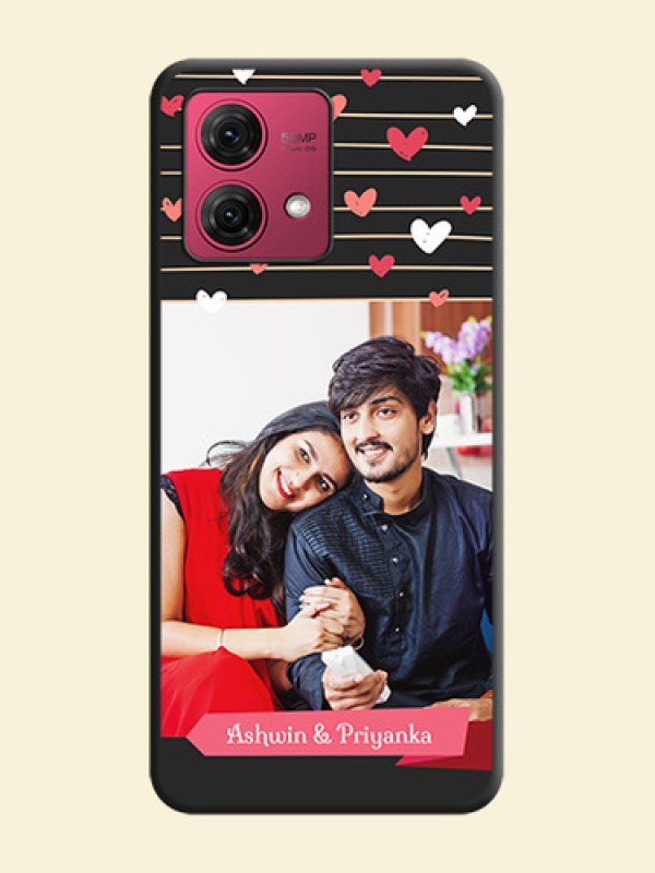 Love Pattern with Name on Pink Ribbon - Photo on Space Black Soft Matte Back Cover - Motorola Moto G84 5G