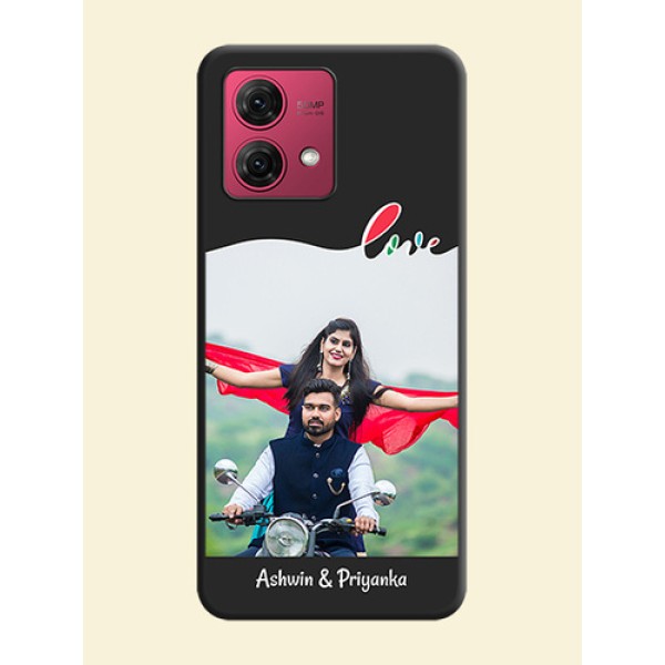 Fall in Love Pattern with Picture - Photo on Space Black Soft Matte Mobile Case - Motorola Moto G84 5G Fall in Love Pattern with Picture - Photo on Space Black Soft Matte Mobile Case - Motorola Moto G84 5G