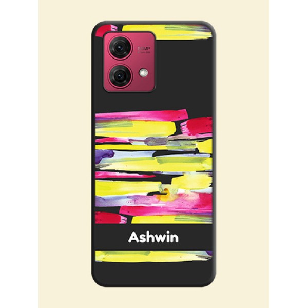 Brush Coloured on Space Black Personalized Soft Matte Phone Covers - Motorola Moto G84 5G Brush Coloured on Space Black Personalized Soft Matte Phone Covers - Motorola Moto G84 5G