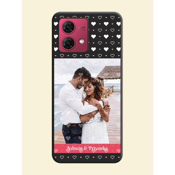 White Color Love Symbols with Text Design - Photo on Space Black Soft Matte Phone Cover - Motorola Moto G84 5G White Color Love Symbols with Text Design - Photo on Space Black Soft Matte Phone Cover - Motorola Moto G84 5G