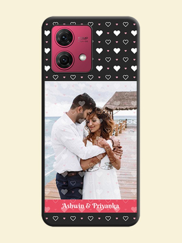 White Color Love Symbols with Text Design - Photo on Space Black Soft Matte Phone Cover - Motorola Moto G84 5G