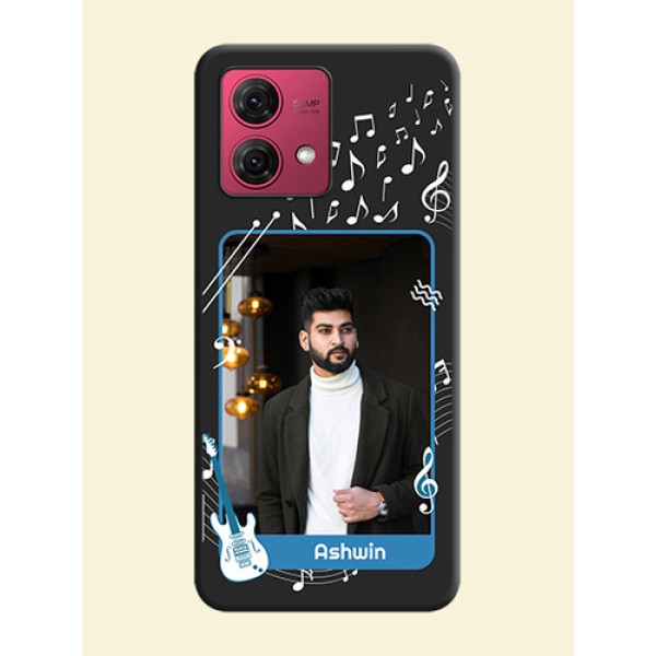 Musical Theme Design with Text - Photo on Space Black Soft Matte Mobile Case - Motorola Moto G84 5G Musical Theme Design with Text - Photo on Space Black Soft Matte Mobile Case - Motorola Moto G84 5G