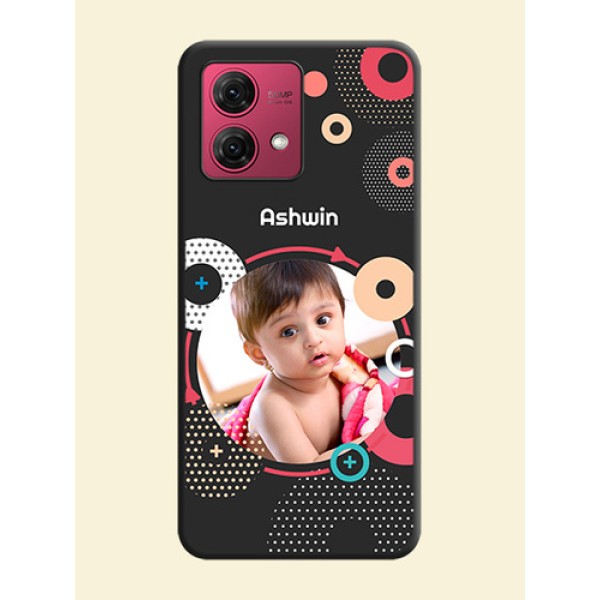 Multicoloured Round Image on Personalised Space Black Soft Matte Cases - Motorola Moto G84 5G Multicoloured Round Image on Personalised Space Black Soft Matte Cases - Motorola Moto G84 5G