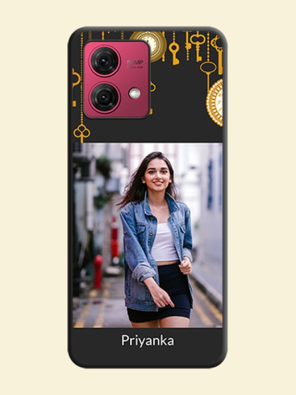 Decorative Design with Text on Space Black Custom Soft Matte Back Cover - Motorola Moto G84 5G