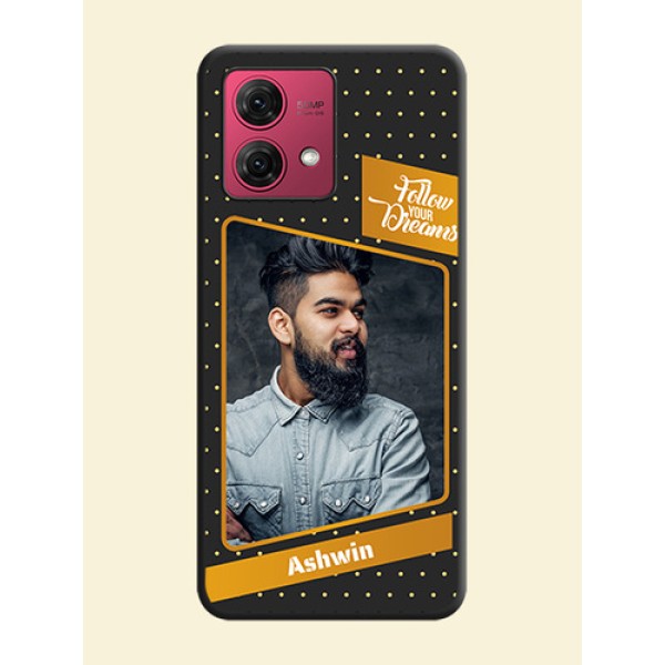 Follow Your Dreams with White Dots on Space Black Custom Soft Matte Phone Cases - Motorola Moto G84 5G Follow Your Dreams with White Dots on Space Black Custom Soft Matte Phone Cases - Motorola Moto G84 5G