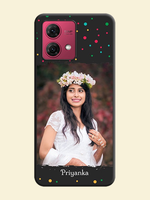 Multicolor Dotted Pattern with Text on Space Black Custom Soft Matte Phone Back Cover - Motorola Moto G84 5G