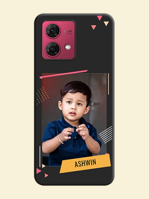 Photo Frame with Triangle Small Dots - Photo on Space Black Soft Matte Back Cover - Motorola Moto G84 5G