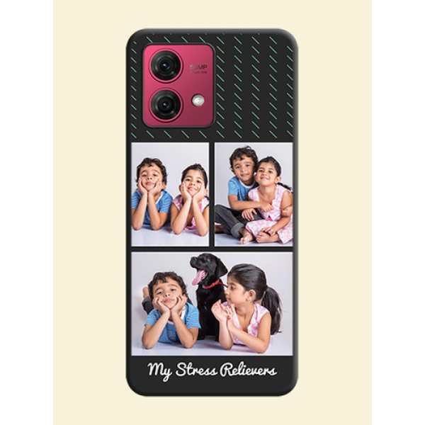 Cross Dotted Pattern with 2 Image Holder on Personalised Space Black Soft Matte Cases - Motorola Moto G84 5G Cross Dotted Pattern with 2 Image Holder on Personalised Space Black Soft Matte Cases - Motorola Moto G84 5G