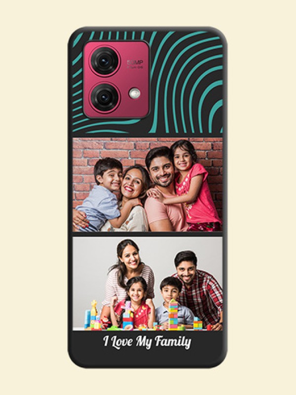 Wave Pattern with 2 Image Holder on Space Black Personalized Soft Matte Phone Covers - Motorola Moto G84 5G