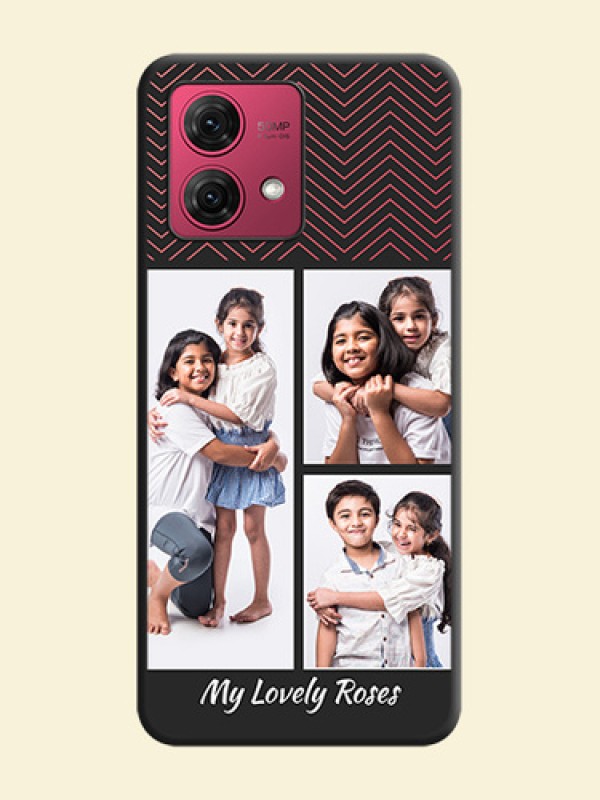 Wave Pattern with 3 Image Holder on Space Black Custom Soft Matte Back Cover - Motorola Moto G84 5G