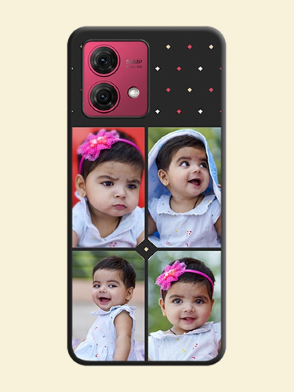 Multicolor Dotted Pattern with 4 Image Holder on Space Black Custom Soft Matte Phone Cases - Motorola Moto G84 5G